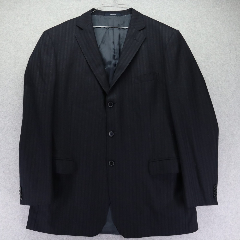 Z Zegna‎ Blazer Mens 58L Wool 3-Button Suit Jacket Coat Formal Navy Blue Striped